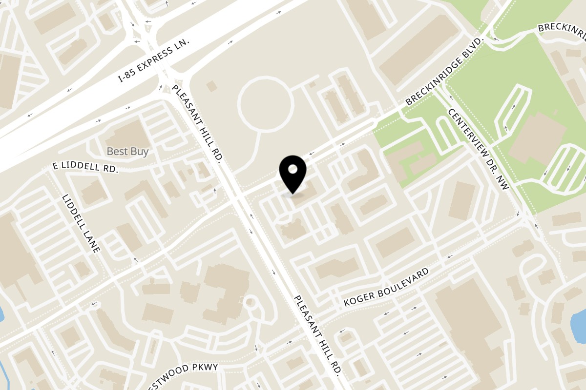 Map showing the location of Sauce Wing Co on 3580 Breckinridge Blvd Suite 106 in Duluth